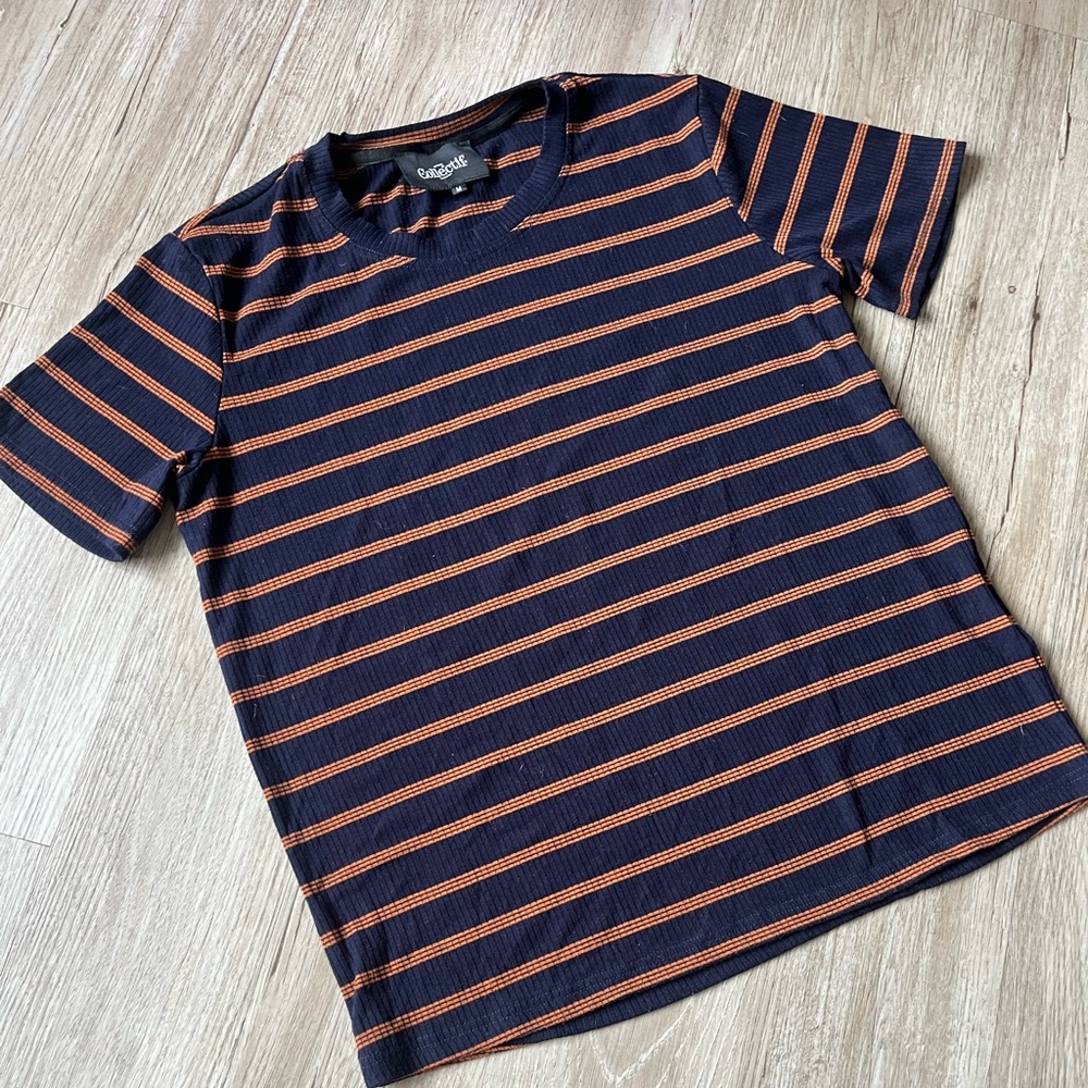 New Collectif Navy and Orange Striped vintage top